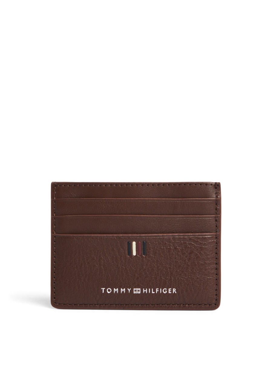 Men Tommy Hilfiger Wallets & Card Holders | Central Card Leather Wallet Dark Chestnut