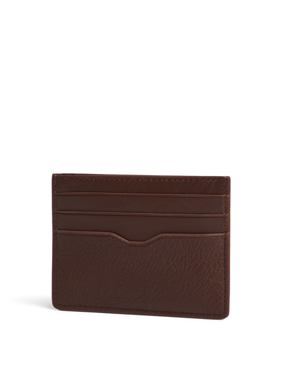 Men Tommy Hilfiger Wallets & Card Holders | Central Card Leather Wallet Dark Chestnut