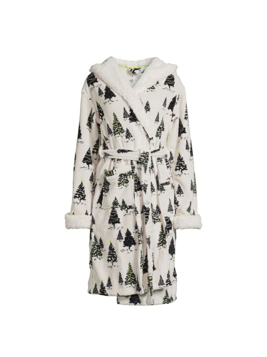 Women Chelsea Peers Nightwear | Christmas Tree Fleece Robe White