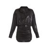 Women Norma Kamali Dresses | Bf Nk Shirt Shirred Bottom Mini Dress Black