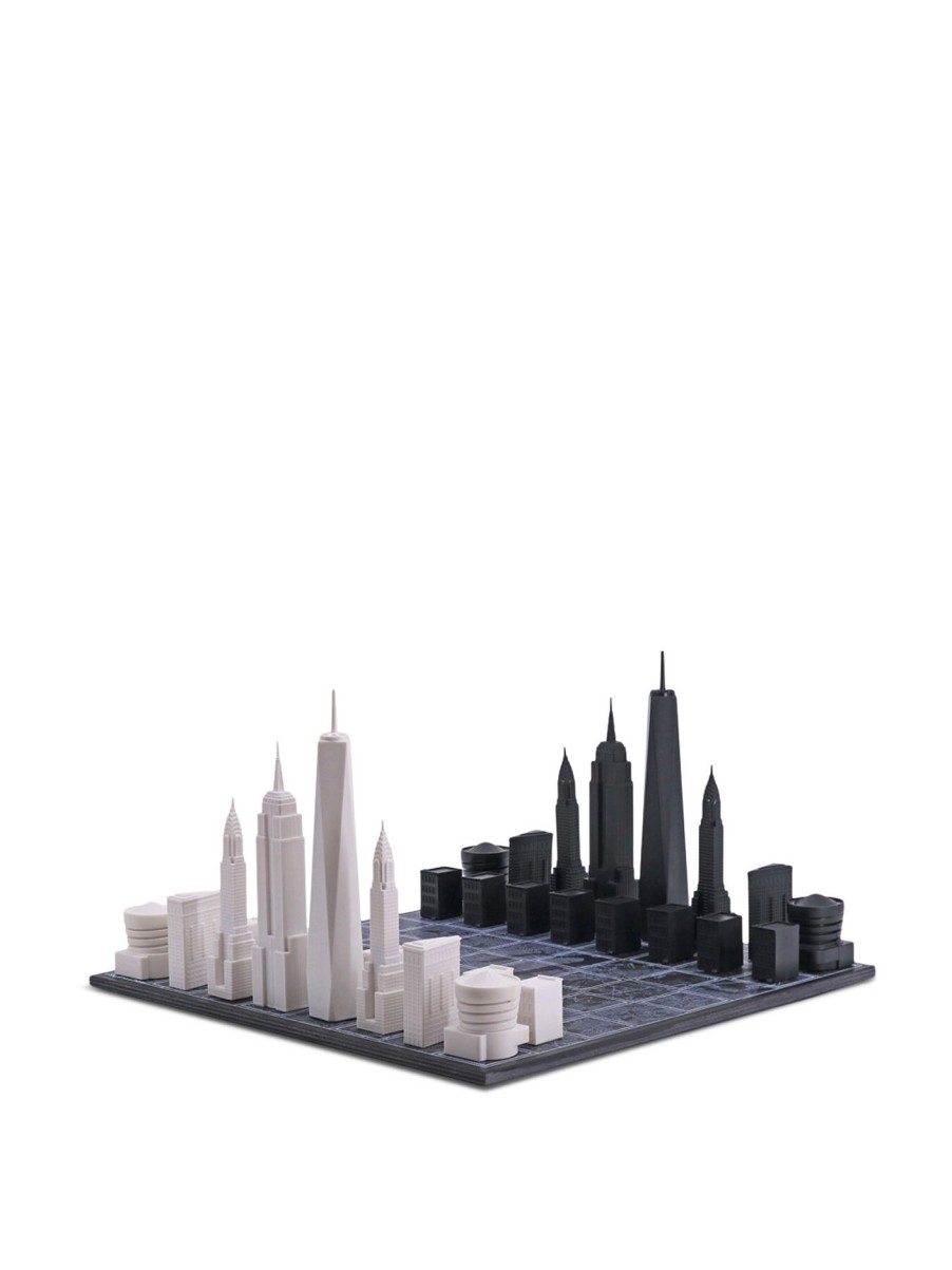 Home & Tech Skyline Chess | Acrylic New York Edition With Wooden New York Map Board