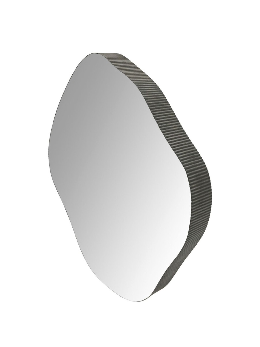 Home & Tech Libra Interiors Mirrors | Organic Metal Framed Mirror Oak Wood Finish Small 59X61Cm Silver