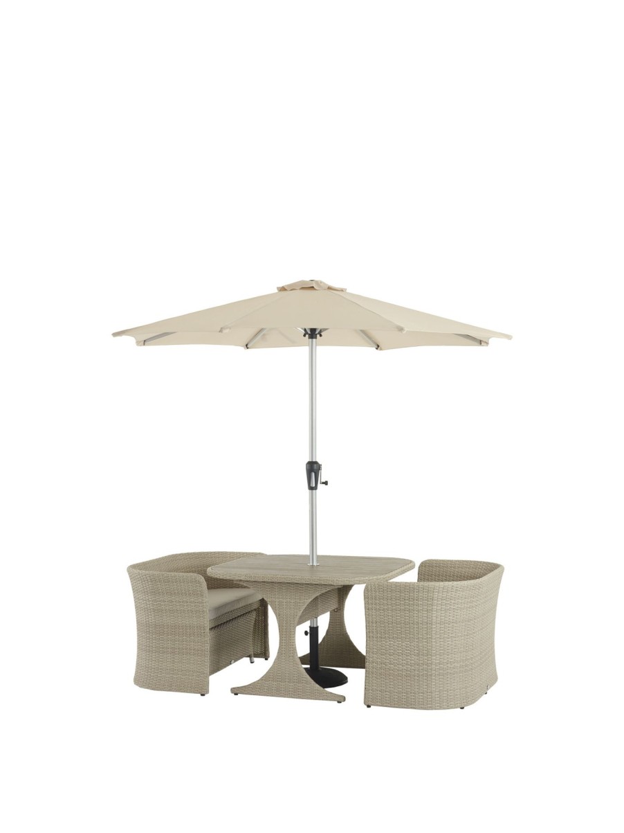 Furniture & Outdoor Bramblecrest Garden Furniture Sets | Tetbury 8 Seat Balcony Set With Parasol And Base Nutmeg