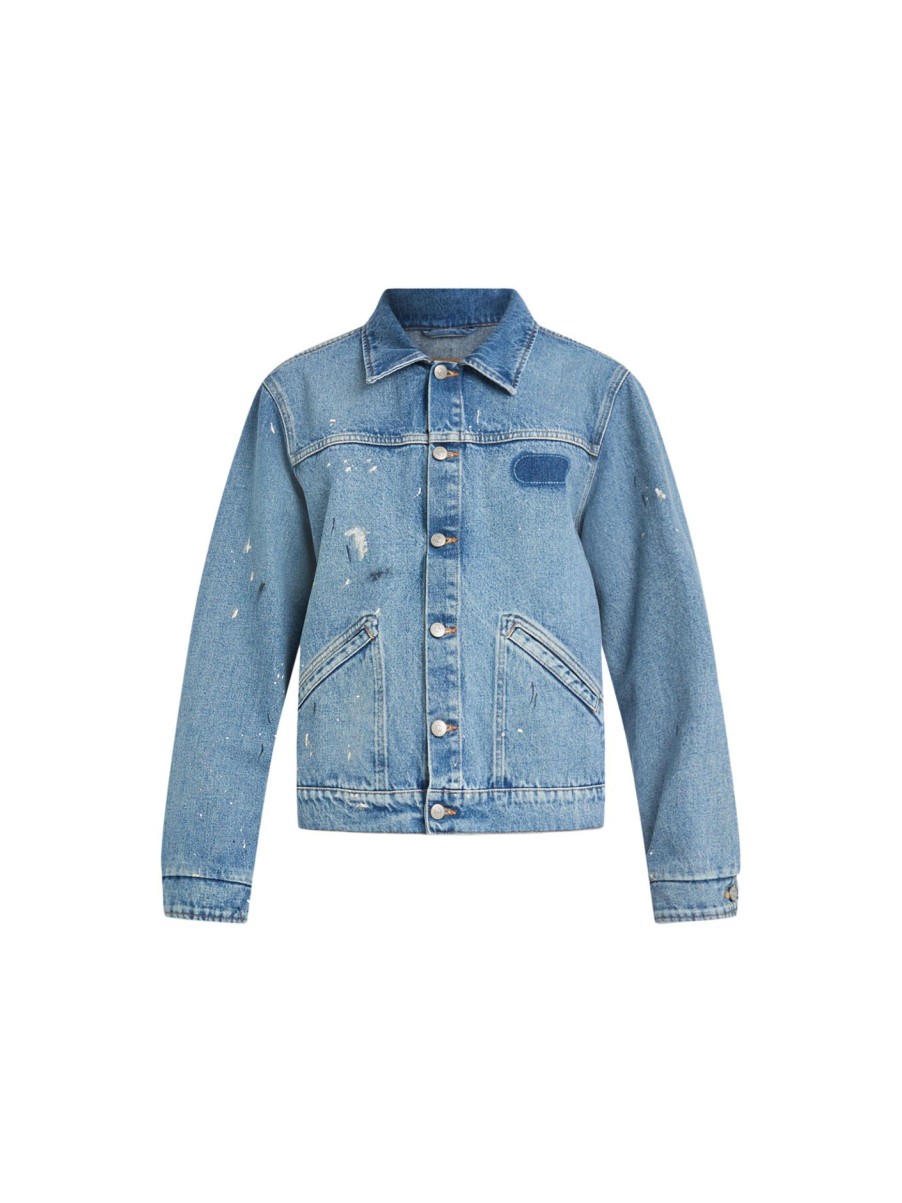 Men MM6 MAISON MARGIELA Coats & Jackets | Paint Splashed Denim Jacket Blue