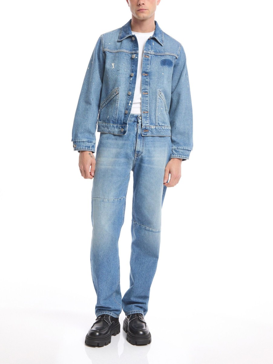 Men MM6 MAISON MARGIELA Coats & Jackets | Paint Splashed Denim Jacket Blue