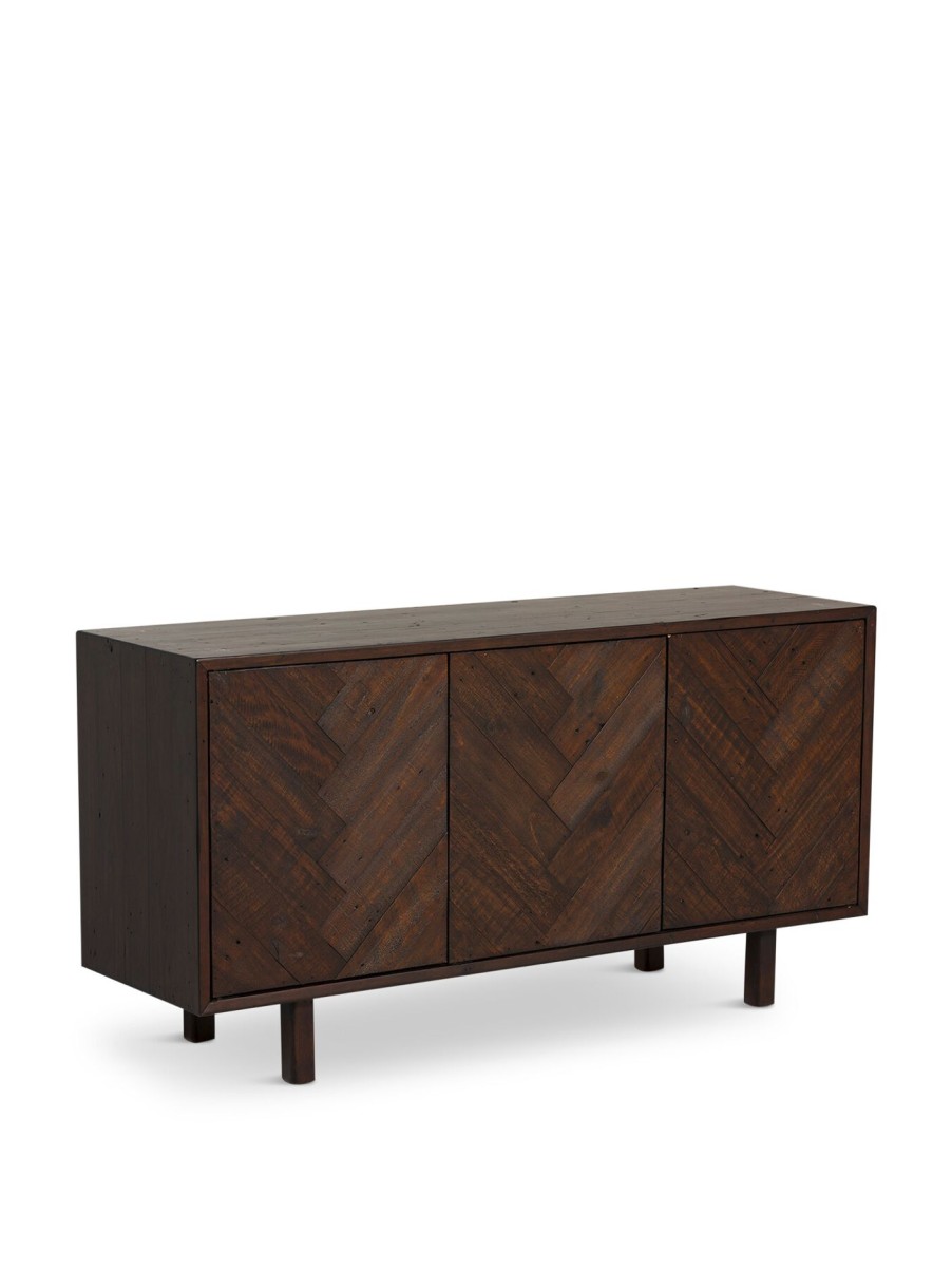 Furniture & Outdoor Barker and Stonehouse Sideboards | Elon Dark Brown Herringbone Reclaimed Wood 3 Door Sideboard