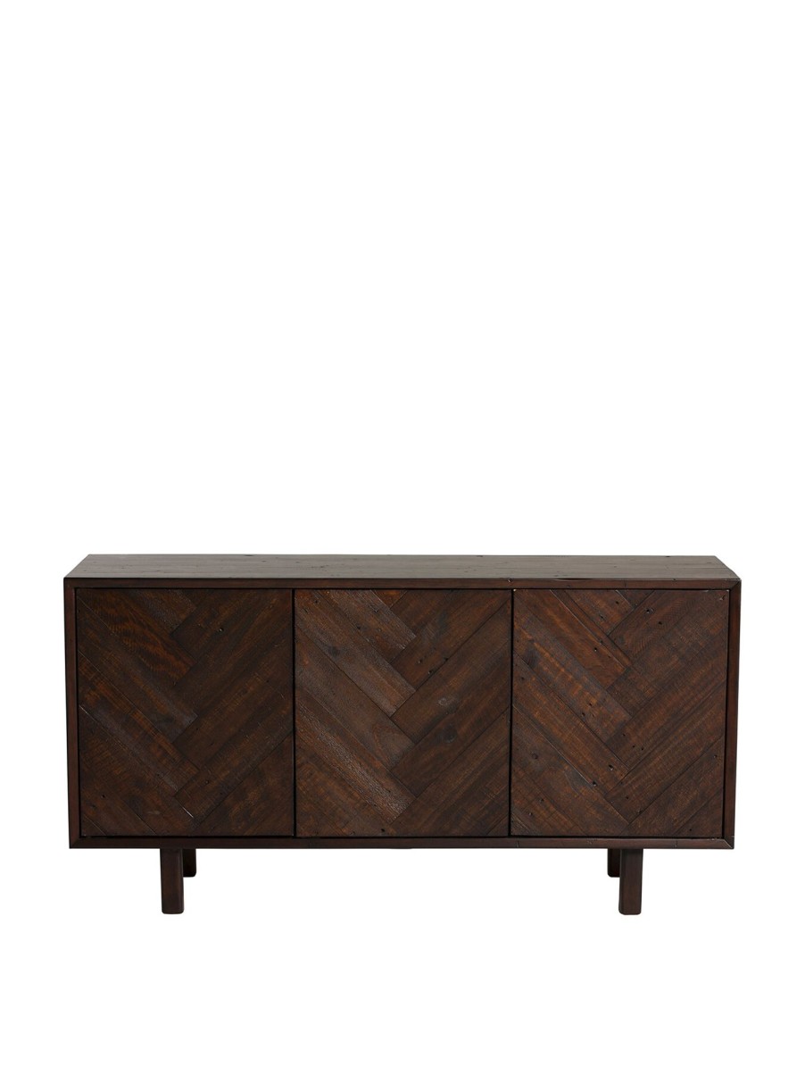 Furniture & Outdoor Barker and Stonehouse Sideboards | Elon Dark Brown Herringbone Reclaimed Wood 3 Door Sideboard