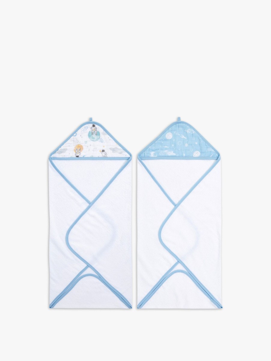 Kids aden + anais Bathing & Changing | Hooded Towel 2-Pack Space Explorers