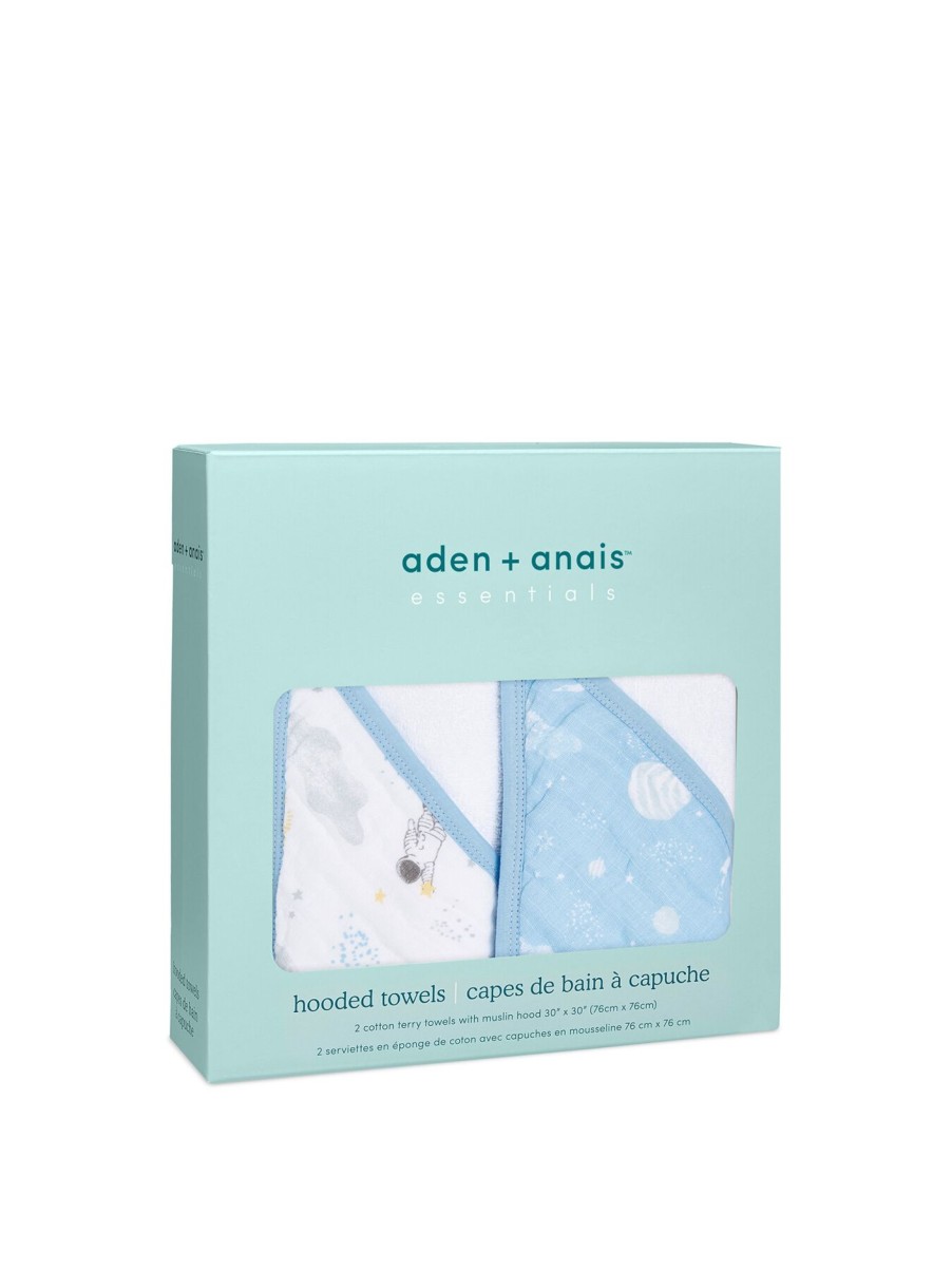 Kids aden + anais Bathing & Changing | Hooded Towel 2-Pack Space Explorers