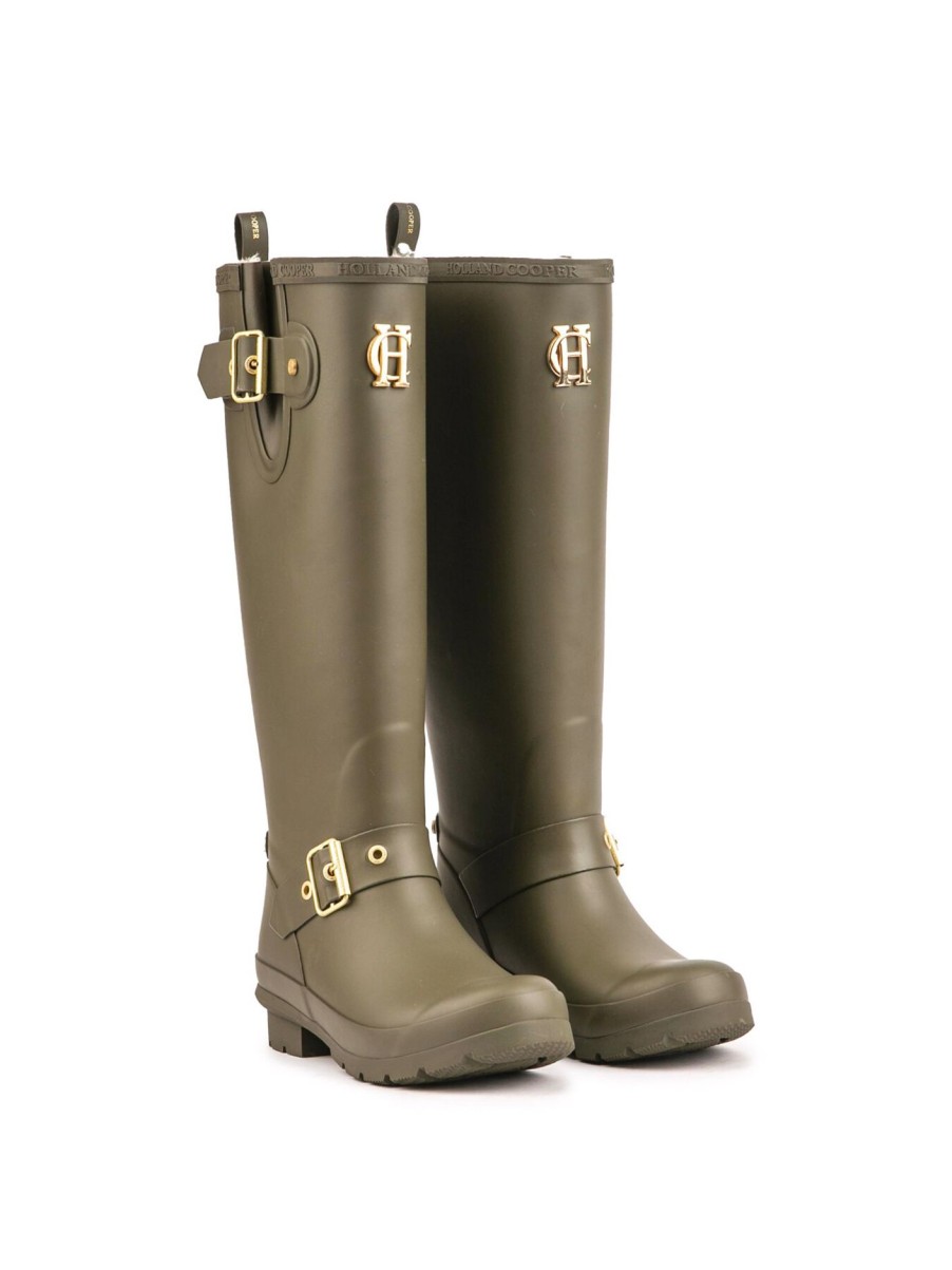 Men Holland Cooper Boots | Holland Cooper Sherpa Lined Regency Wellington Boots Green