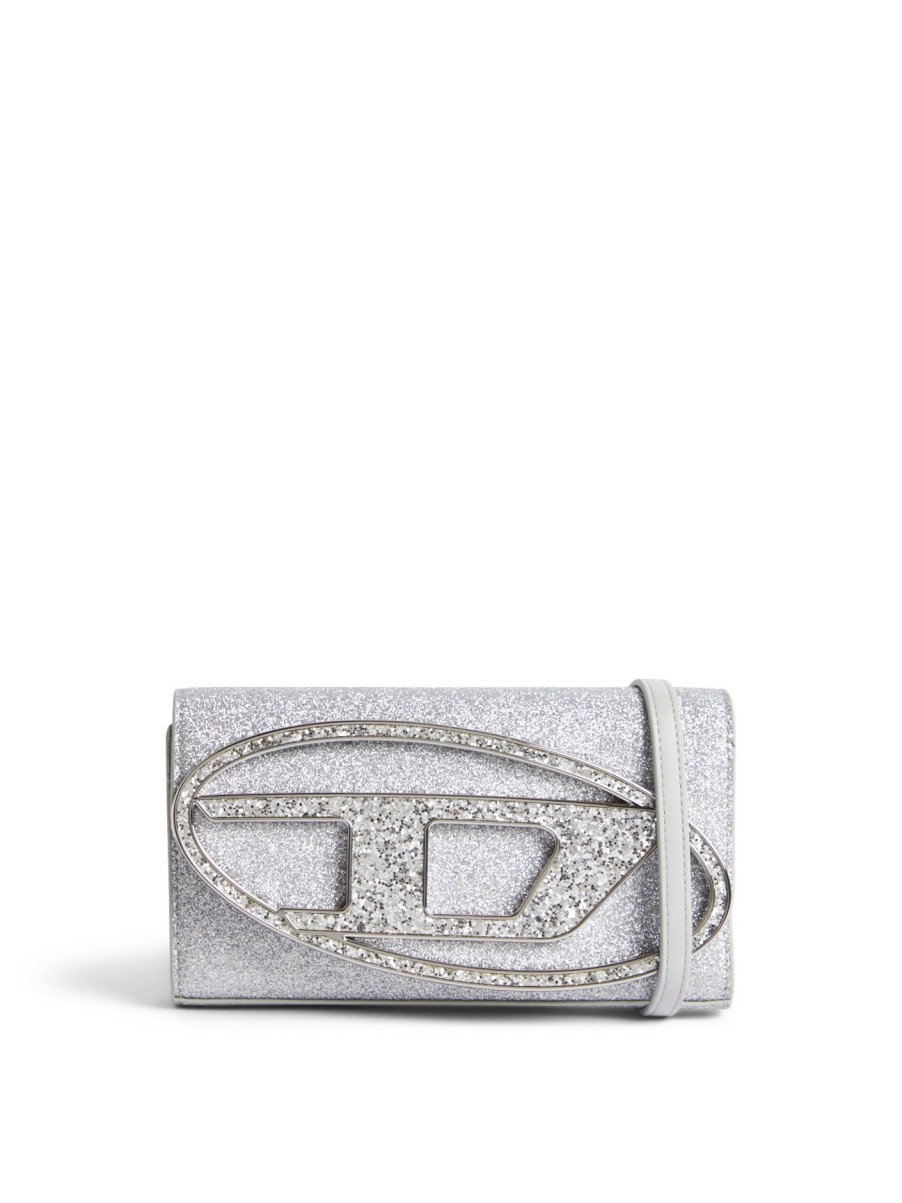 Women Diesel Clutch Bags | 1Dr Wallet Strap Silver