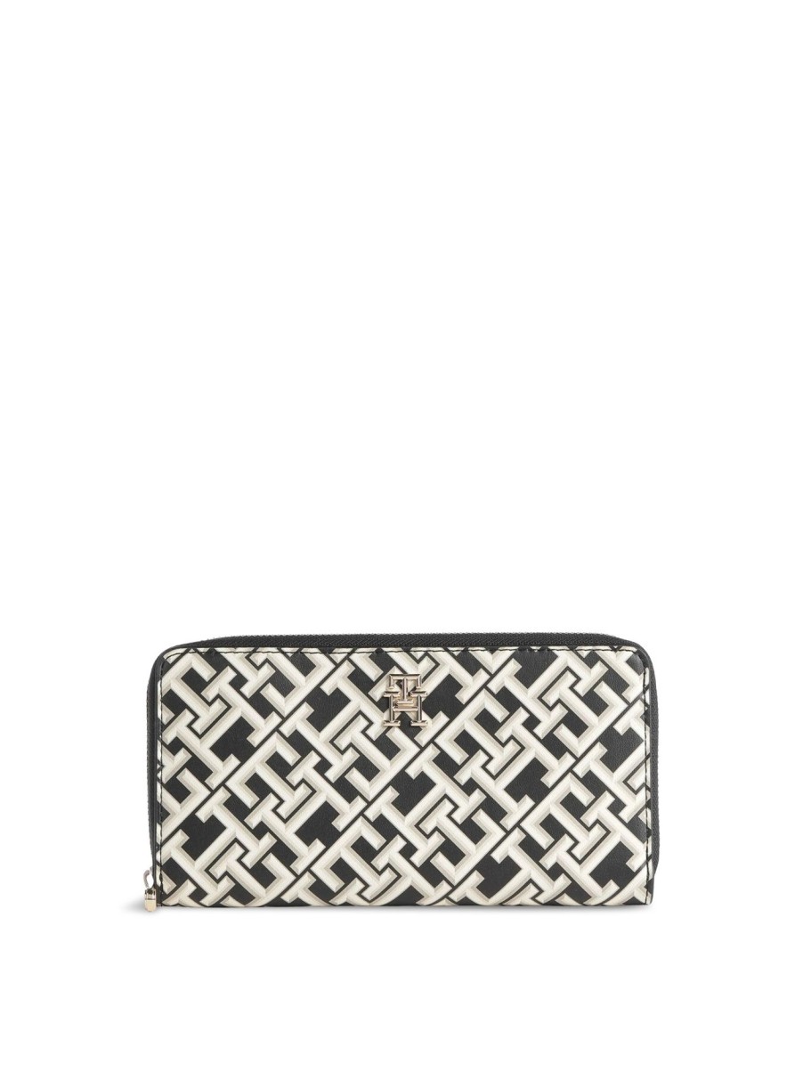 Women Tommy Hilfiger Purses & Wallets | Iconic Tommy Large Za Mono Black