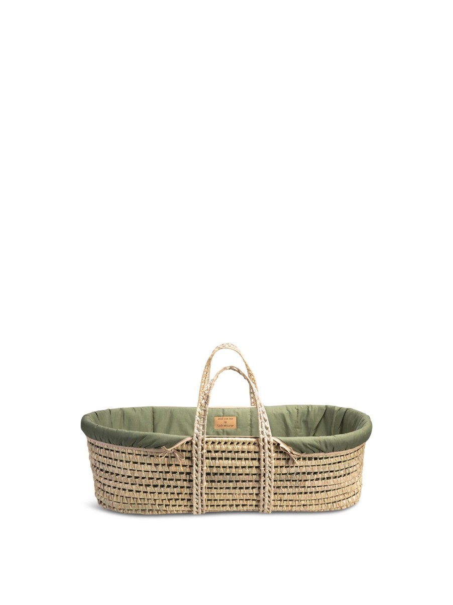 Kids Clair de Lune Furniture & Accessories | Organic Palm Moses Basket Forest Green