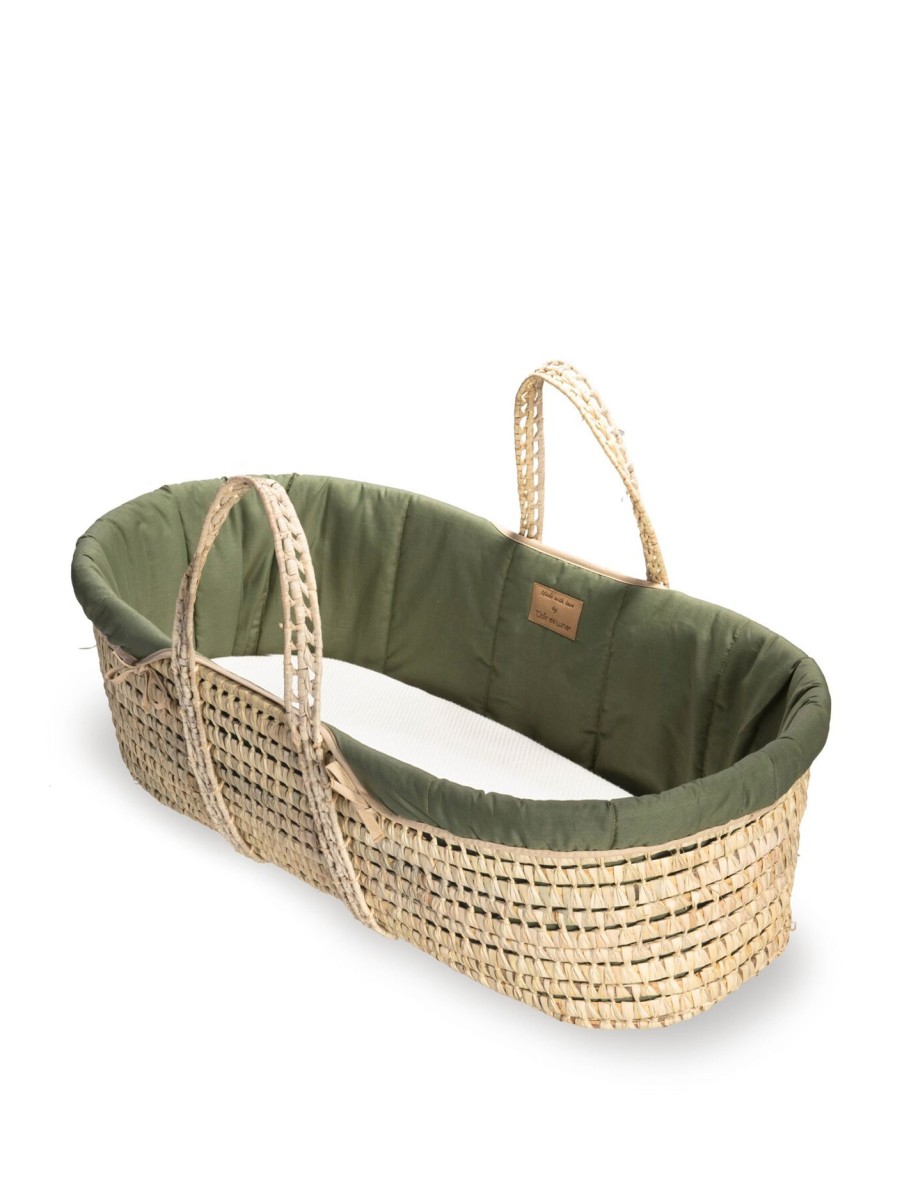 Kids Clair de Lune Furniture & Accessories | Organic Palm Moses Basket Forest Green