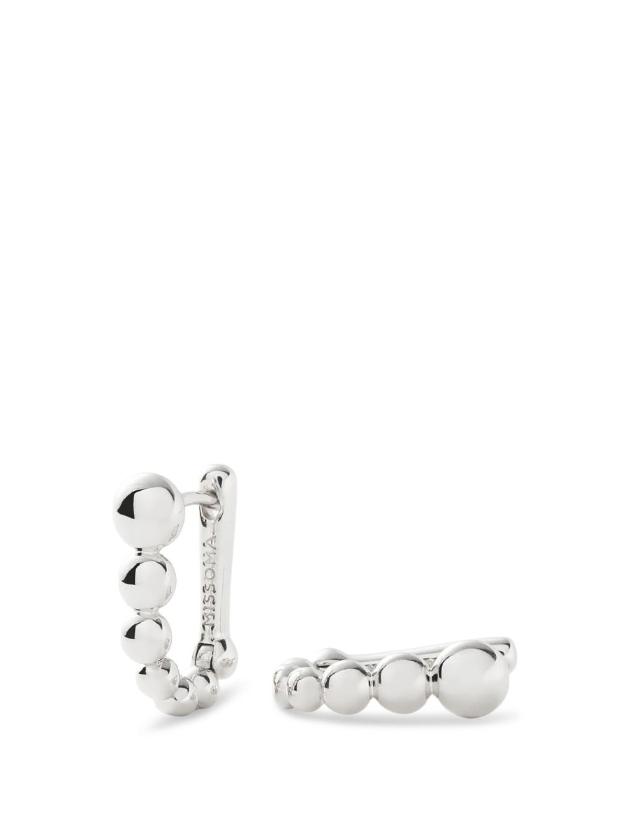 Women Missoma Jewellery | Beaded Ovate Huggies Silver