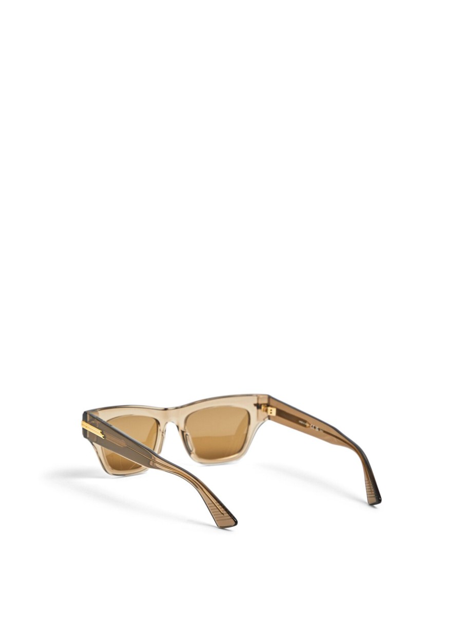 Women Bottega Veneta Sunglasses | Rectangular Acetate Sunglasses Brown-Brown-Brown