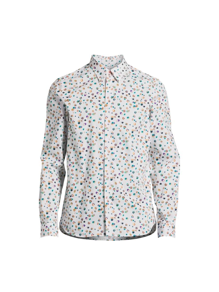 Men PS Paul Smith Shirts | Tailored Aop Long Sleeve Shirt White