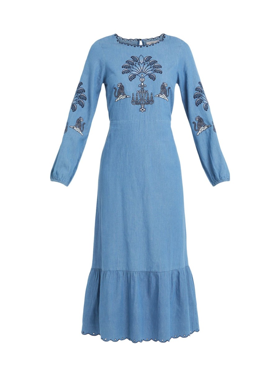 Women Never Fully Dressed Dresses | Dreaming In The Clouds Denim Dress Blue