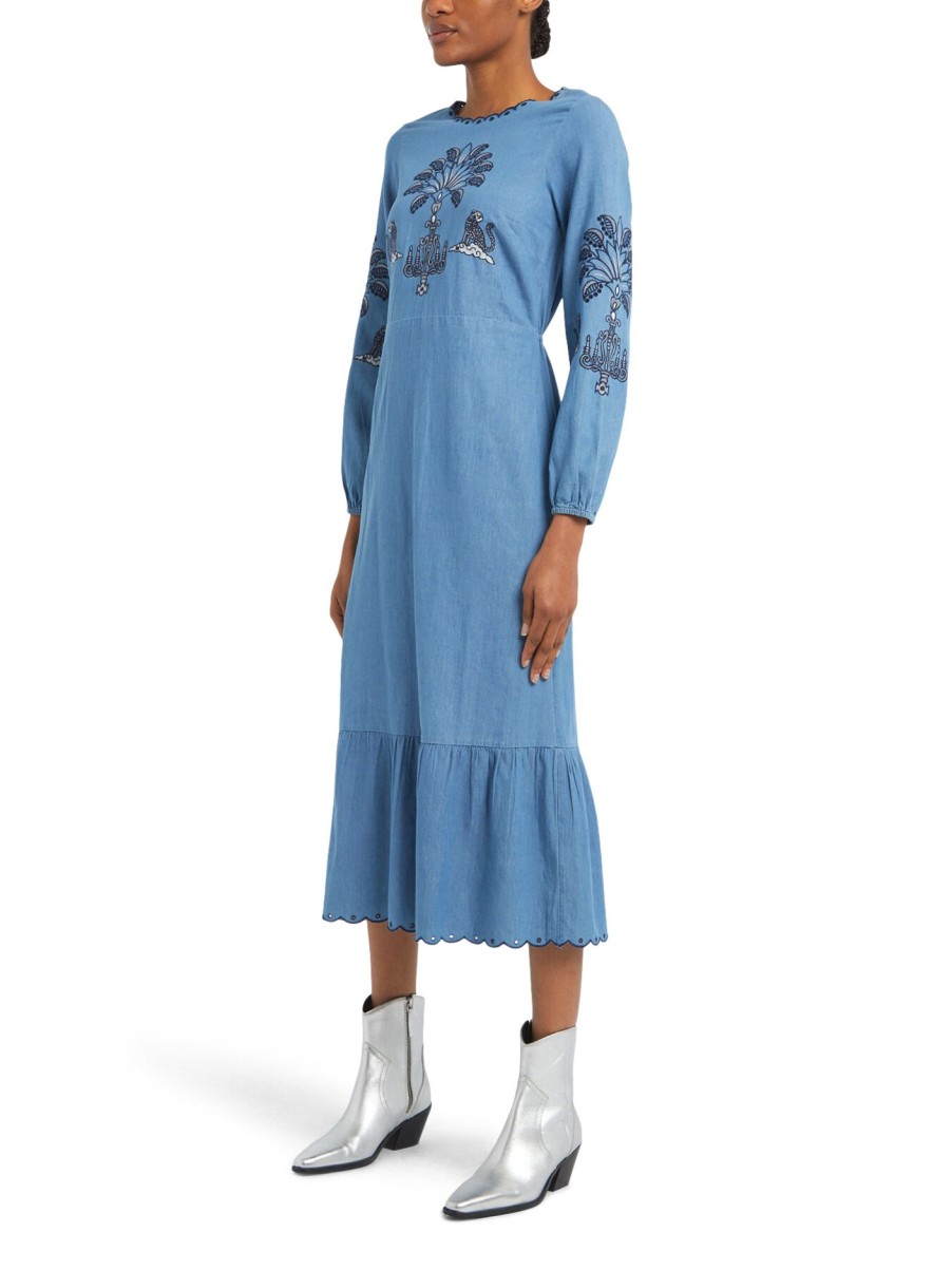 Women Never Fully Dressed Dresses | Dreaming In The Clouds Denim Dress Blue