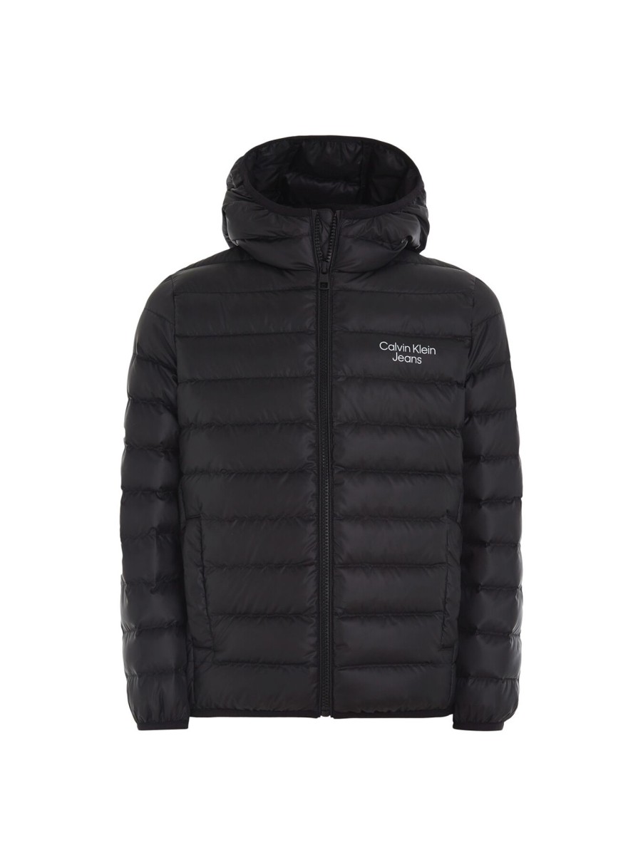 Kids Calvin Klein Jeans Coats & Jackets | Padded Down Logo Jacket Black