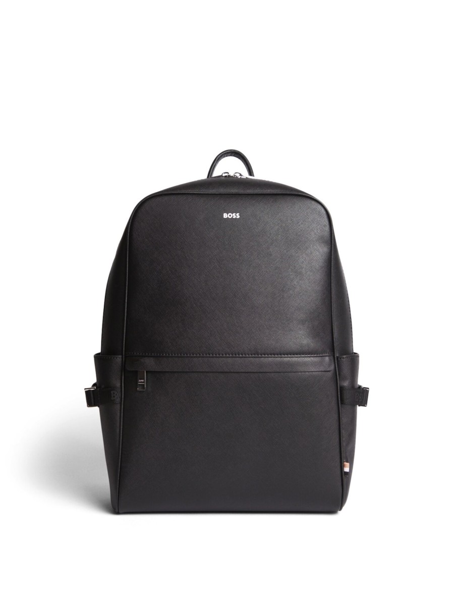 Men BOSS | Backpack With Signature Stripe And Logo Detail Black