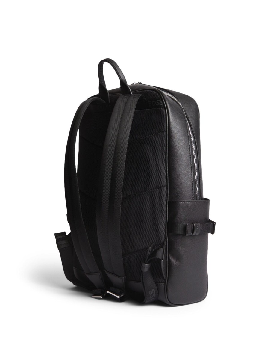 Men BOSS | Backpack With Signature Stripe And Logo Detail Black