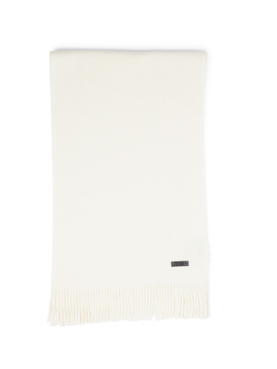 Men BOSS Scarves | Albas Wool Scarf Open White