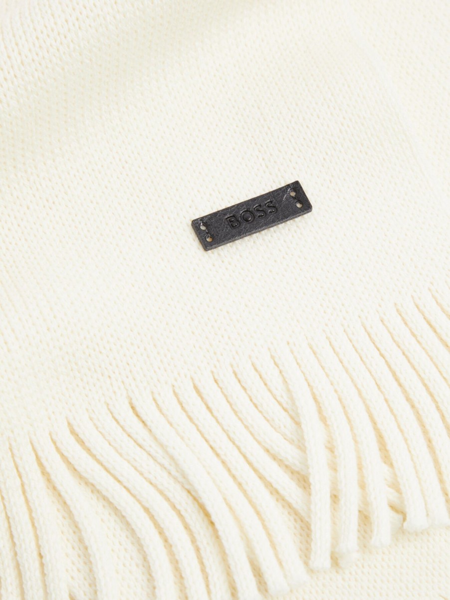 Men BOSS Scarves | Albas Wool Scarf Open White