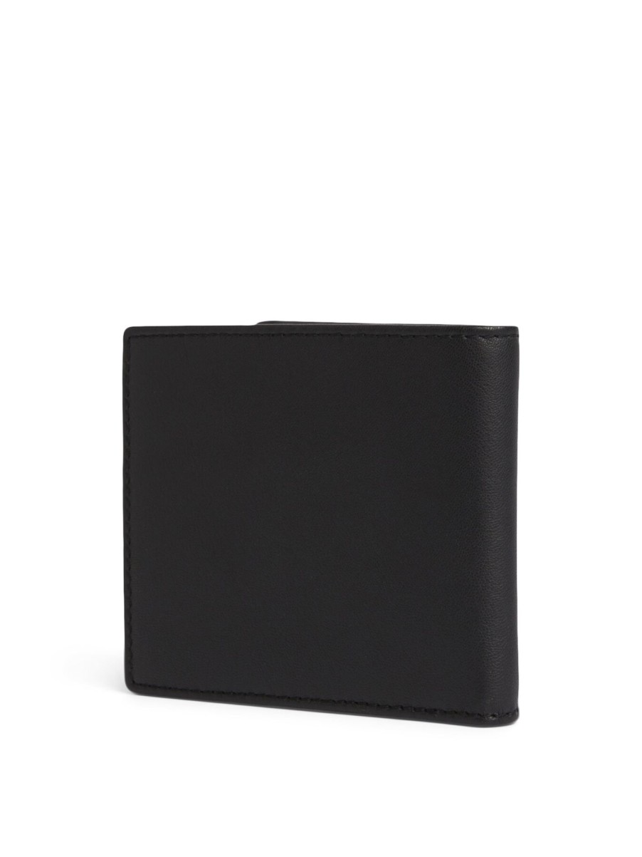 Men Hugo Wallets & Card Holders | Leather Card Holder With Stacked Logo Black