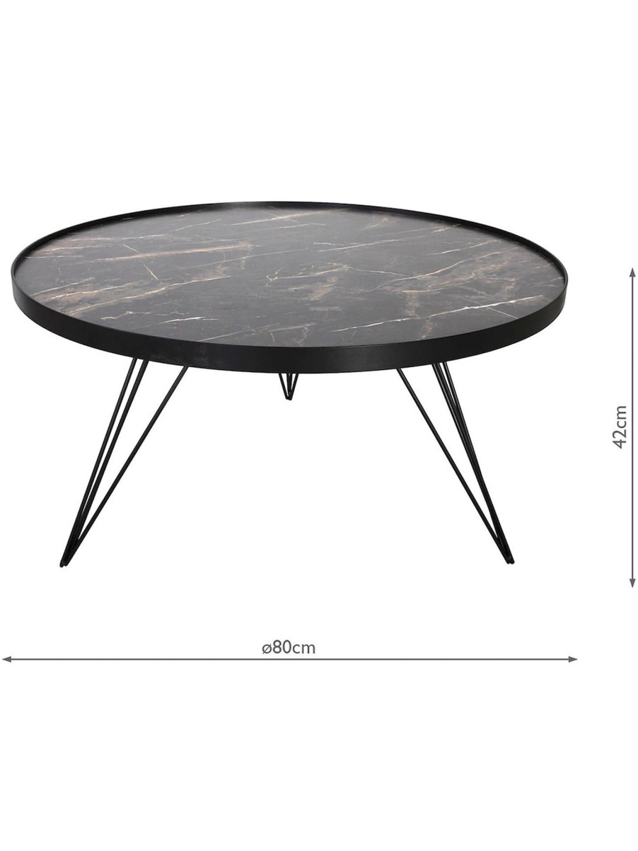 Furniture & Outdoor Dar Lighting Side Tables | Rauma Round Coffee Table Dark Grey Stone Effect