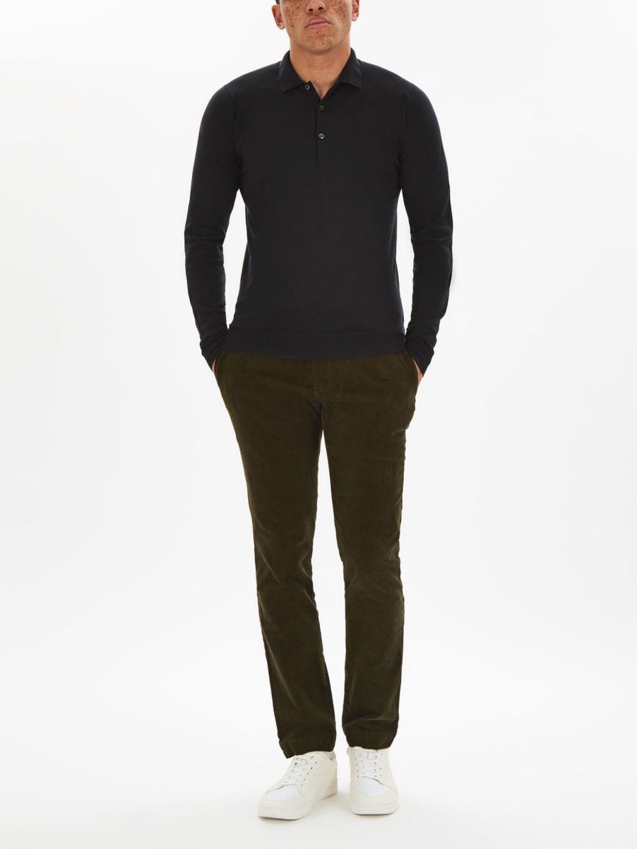 Men John Smedley Polo & Rugby Shirts | Belper Long Sleeve Polo Black