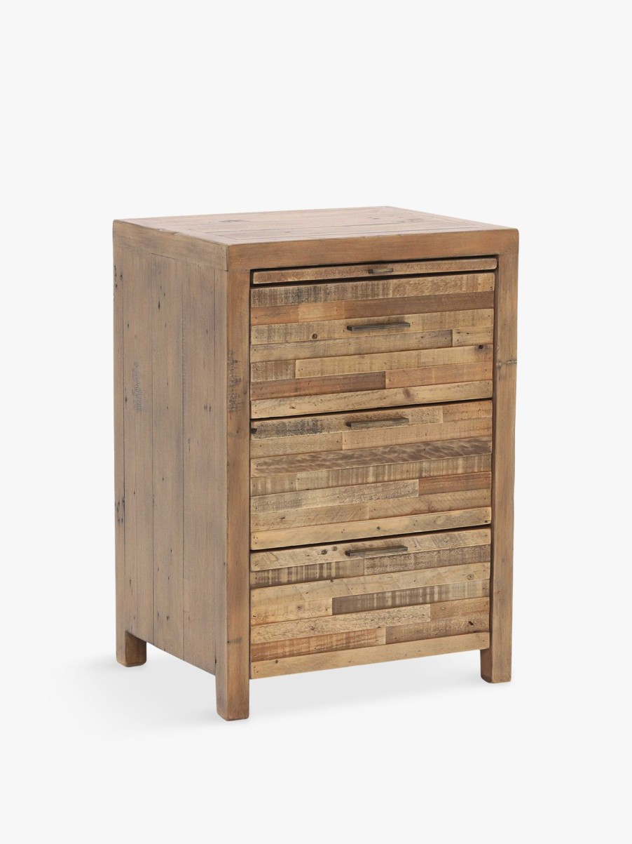 Furniture & Outdoor Barker and Stonehouse Bedside Tables | Charlie Reclaimed Wood 3 Drawer Bedside Reclaimed Oakland Finish