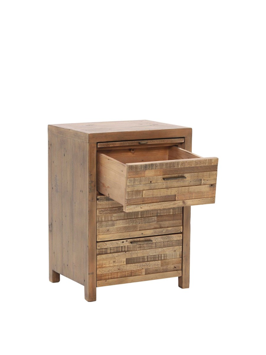 Furniture & Outdoor Barker and Stonehouse Bedside Tables | Charlie Reclaimed Wood 3 Drawer Bedside Reclaimed Oakland Finish