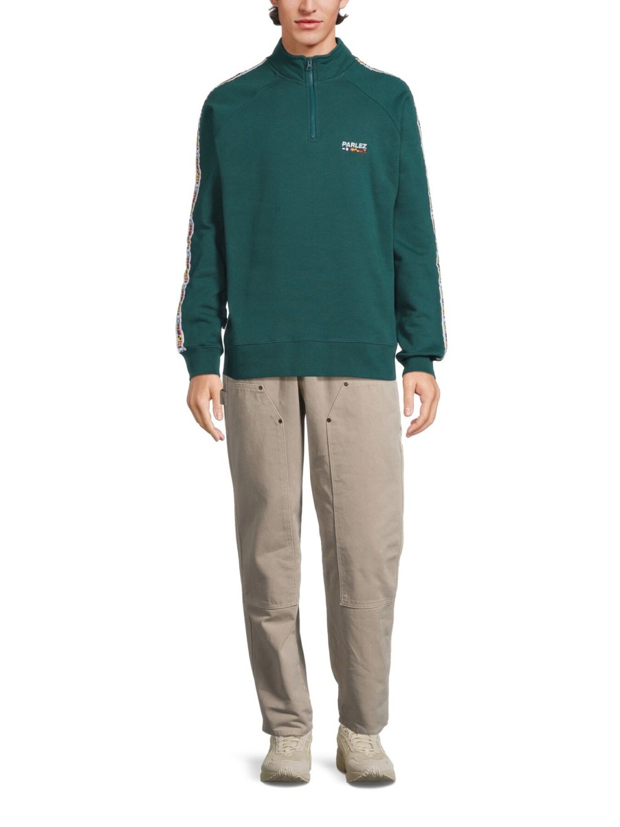 Men Parlez Sweatshirts & Knitwear | Sampson Quarter Zip Deep Green