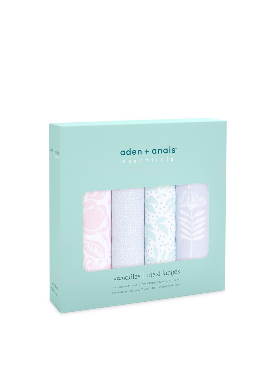 Kids aden + anais Feeding & Healthcare | Muslin Swadle Blanket 4-Pack Damsel