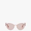 Women Versace Sunglasses | Oval Logo Transparent Metal Sunglasses Transparent Pink