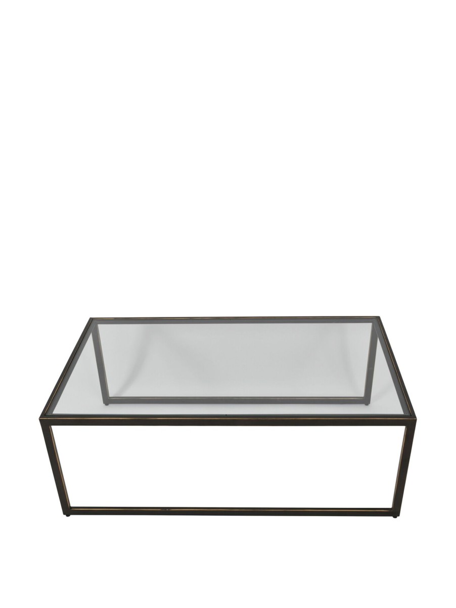 Furniture & Outdoor Libra Interiors Coffee Tables | Deveraux Gilded Metal And Glass Coffee Table Bronze