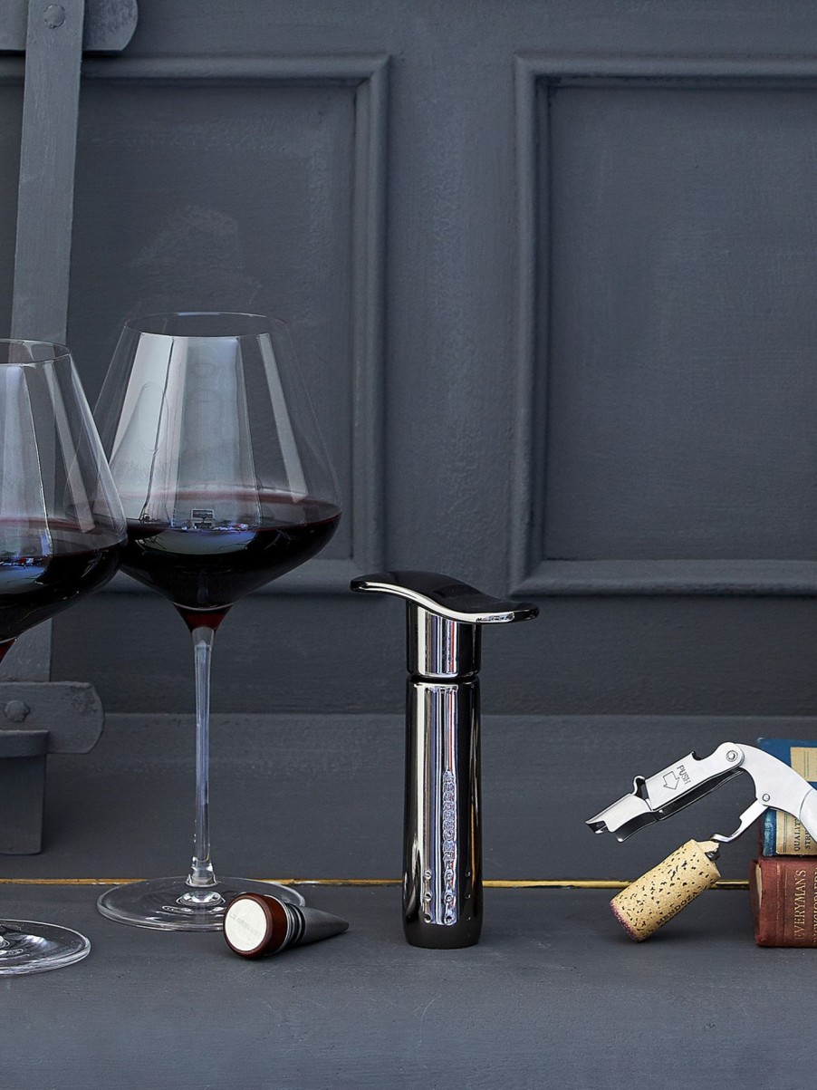 Home & Tech Le Creuset Barware | Wa137 Wine Pump With Stoppers Black Nickel