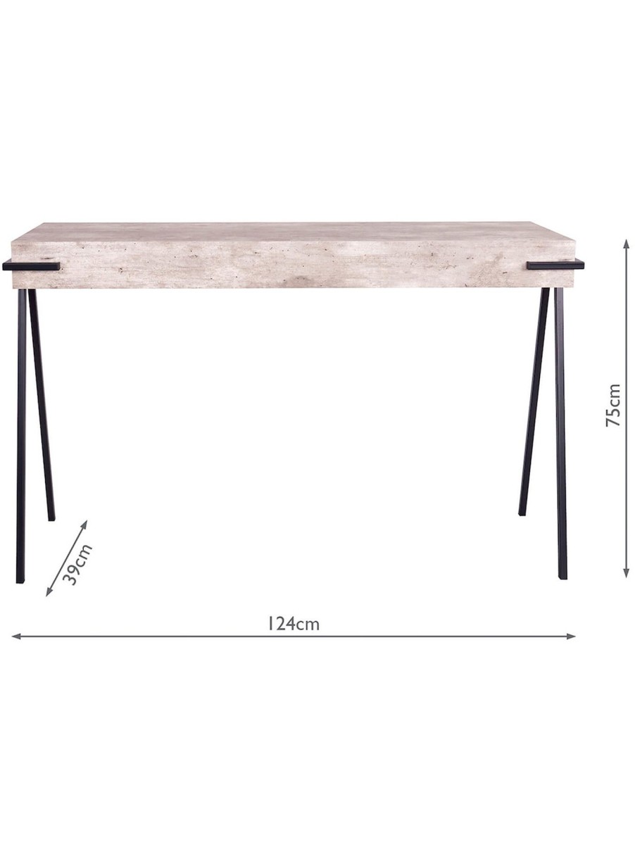 Furniture & Outdoor Dar Lighting Console Tables | Royan Concrete Effect Console Table Distressed Concrete Effect Veneer