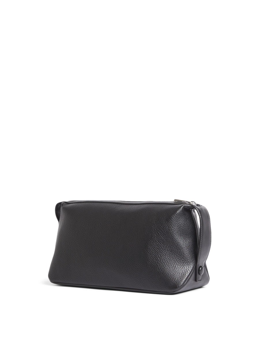 Men Tommy Hilfiger | Smooth Finish Logo Washbag Black