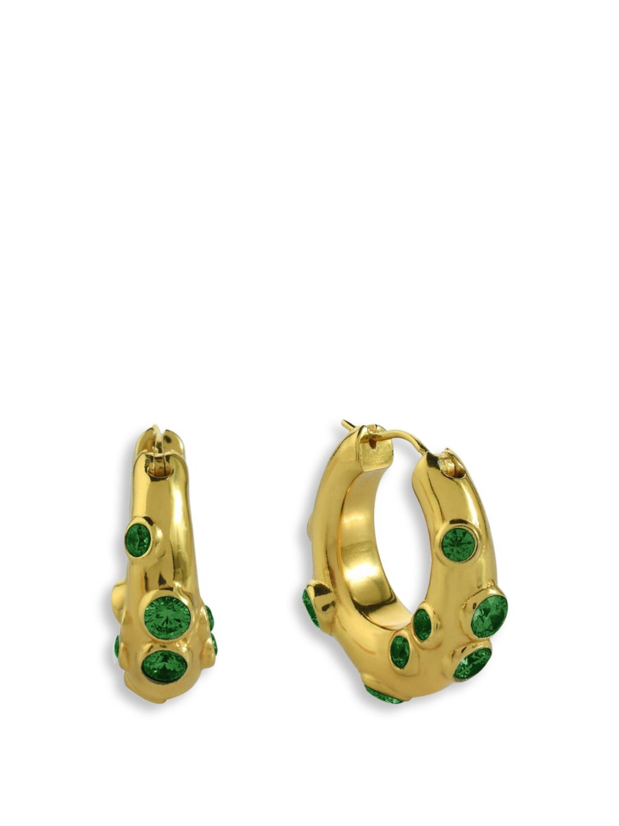 Women Shyla Jewellery | Oren Hoop Earrings Emerald