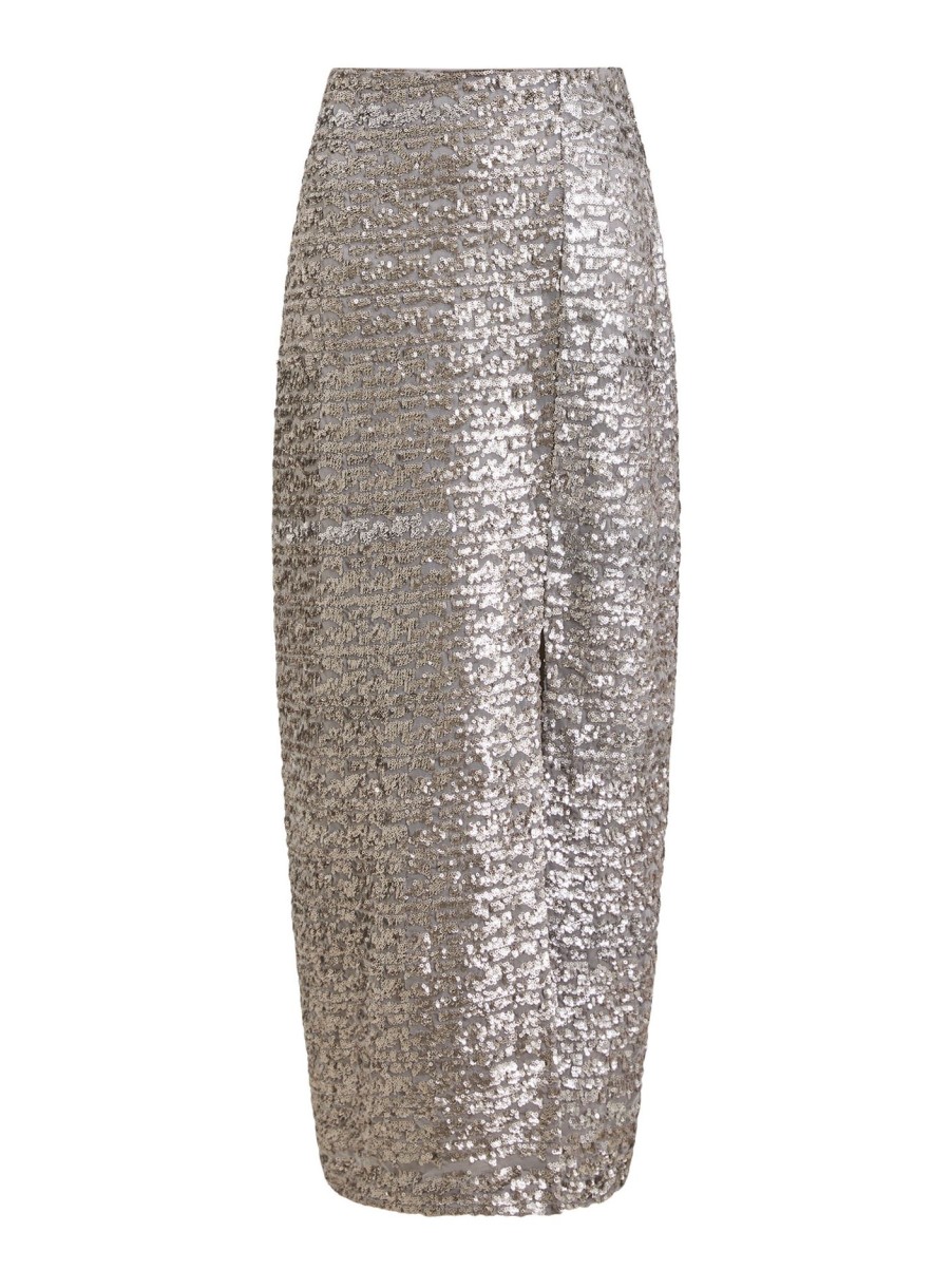 Women French Connection Skirts | Adalynn Sequin Skirt Gun Metal