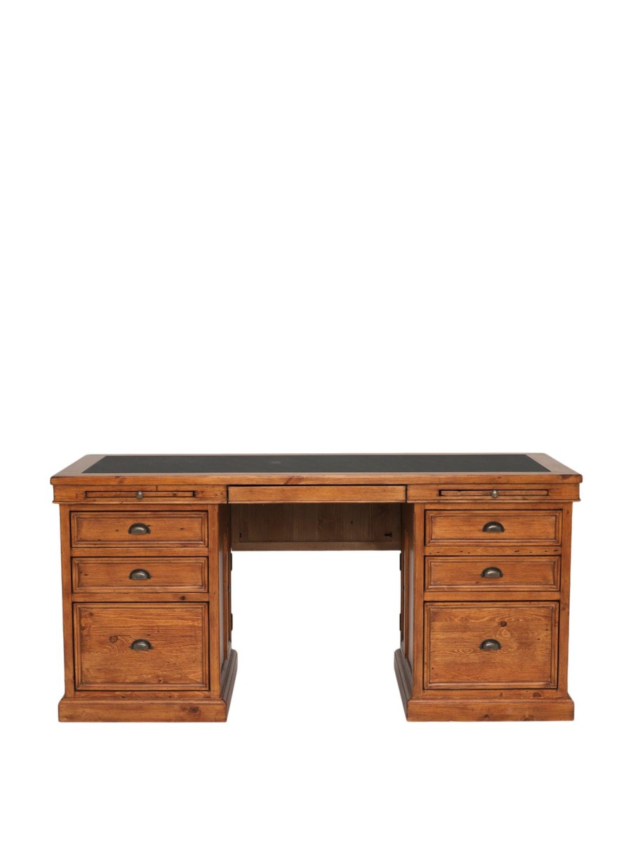 Furniture & Outdoor Barker and Stonehouse Desks | Villiers Reclaimed Wood Double Pedestal Desk Reclaimed Pine