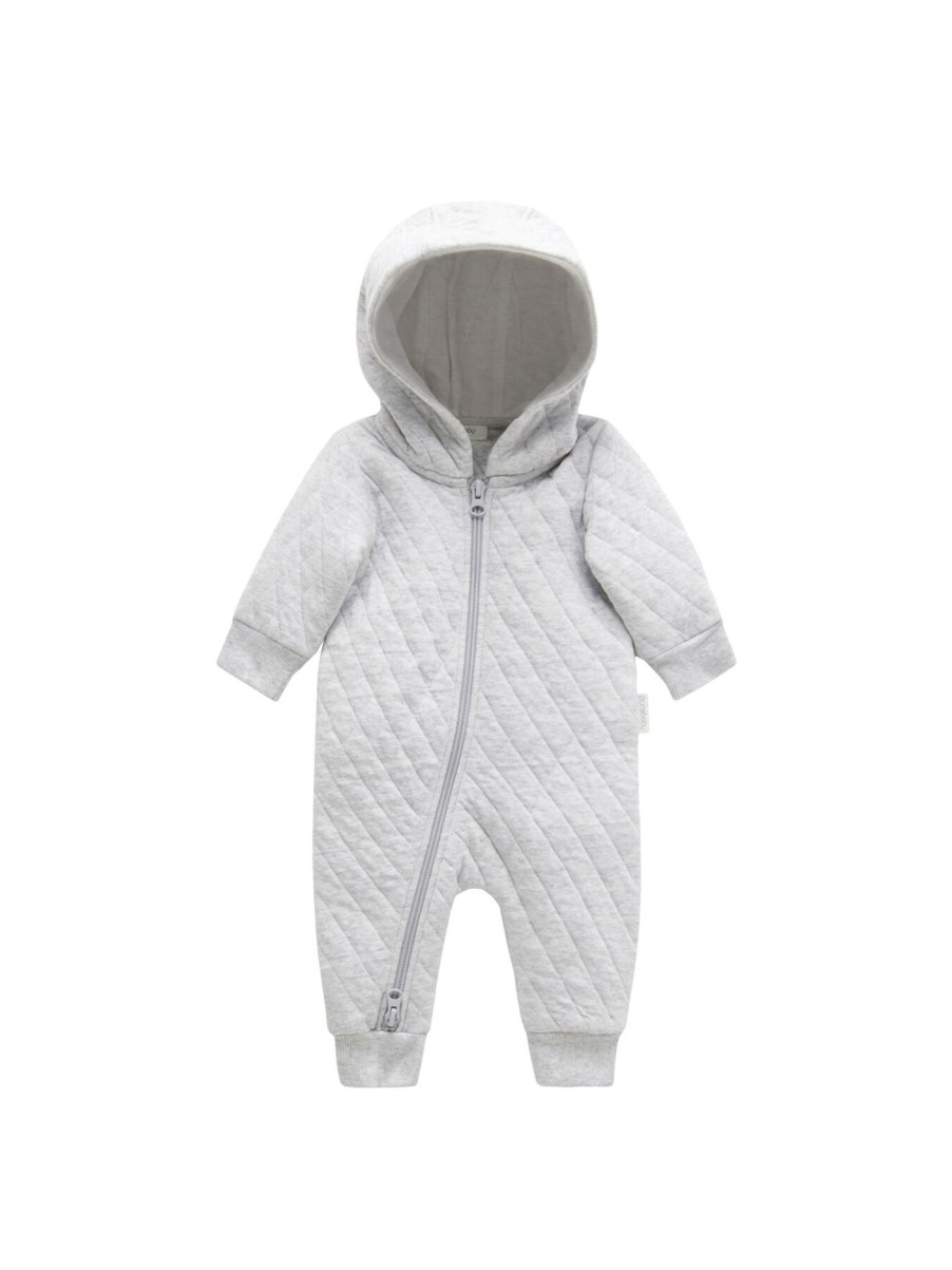 Kids Purebaby Baby Grows | Quilted Growsuit Grey Melange