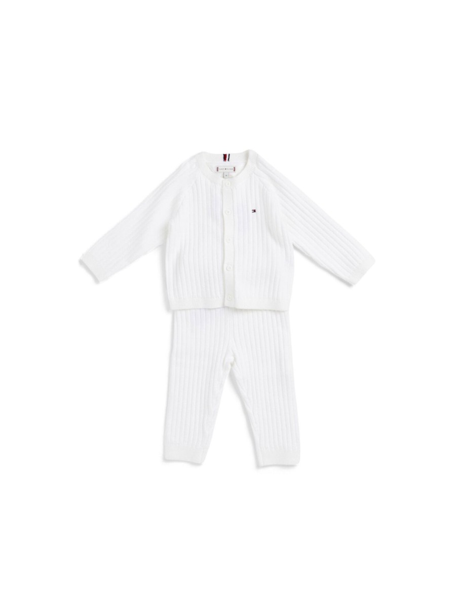 Kids Tommy Hilfiger Sets | Baby Rib Sweater Set Giftbox White