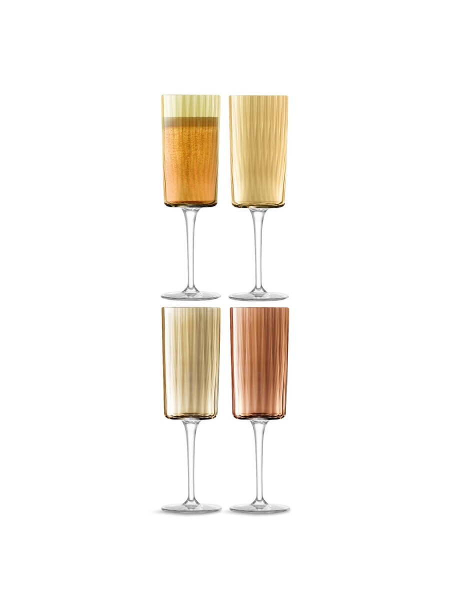 Home & Tech LSA Drinkware | Gems Champagne Flute Assorted Set Of 4 Amber/Orange