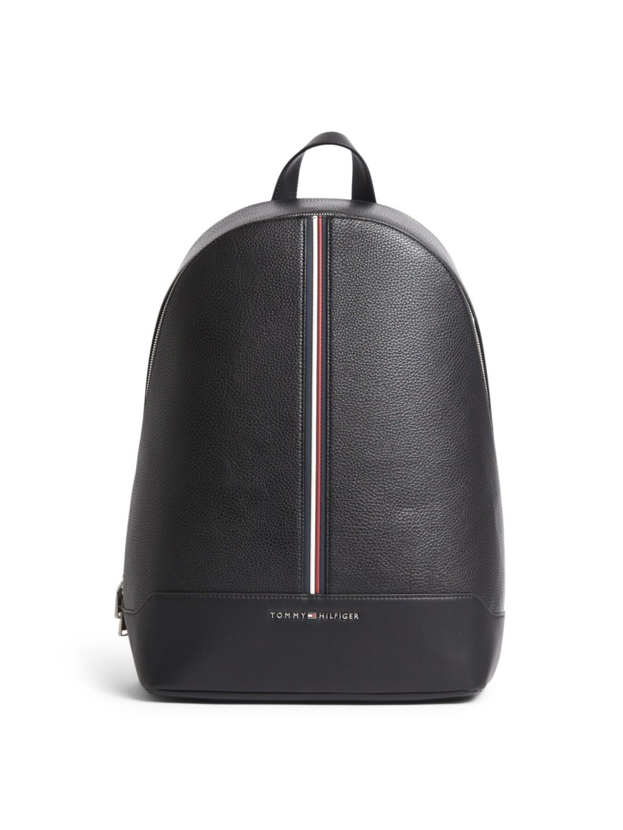 Men Tommy Hilfiger | Dome Signature Tape Backpack Black