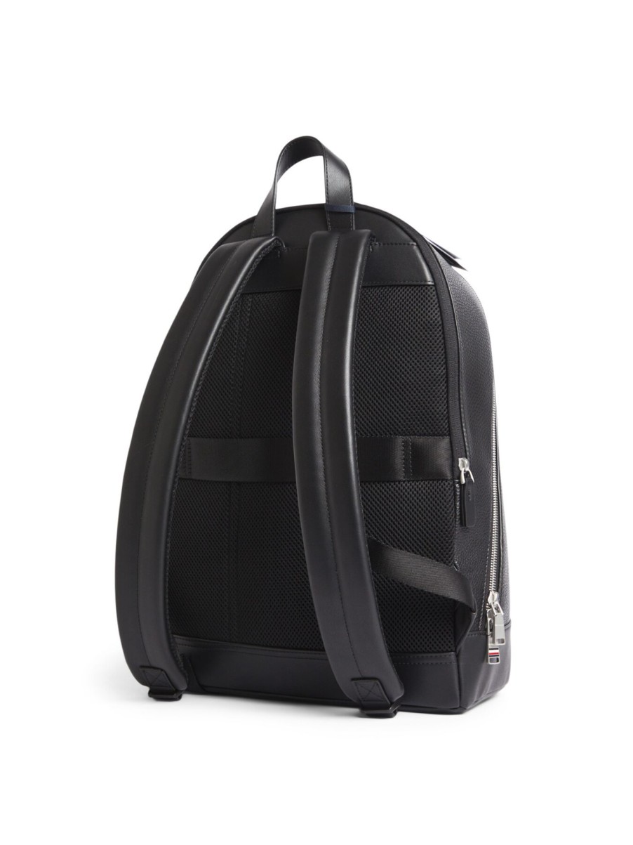 Men Tommy Hilfiger | Dome Signature Tape Backpack Black