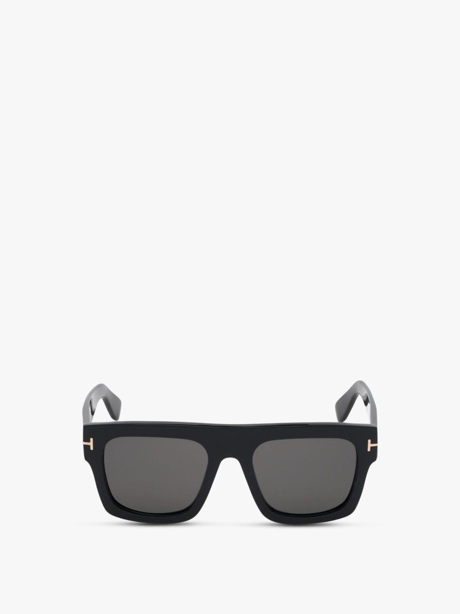 Men Tom Ford Men's Men'S Sunglasses | Fausto Acetate Mens Sunglasses Shiny Black/Smoke