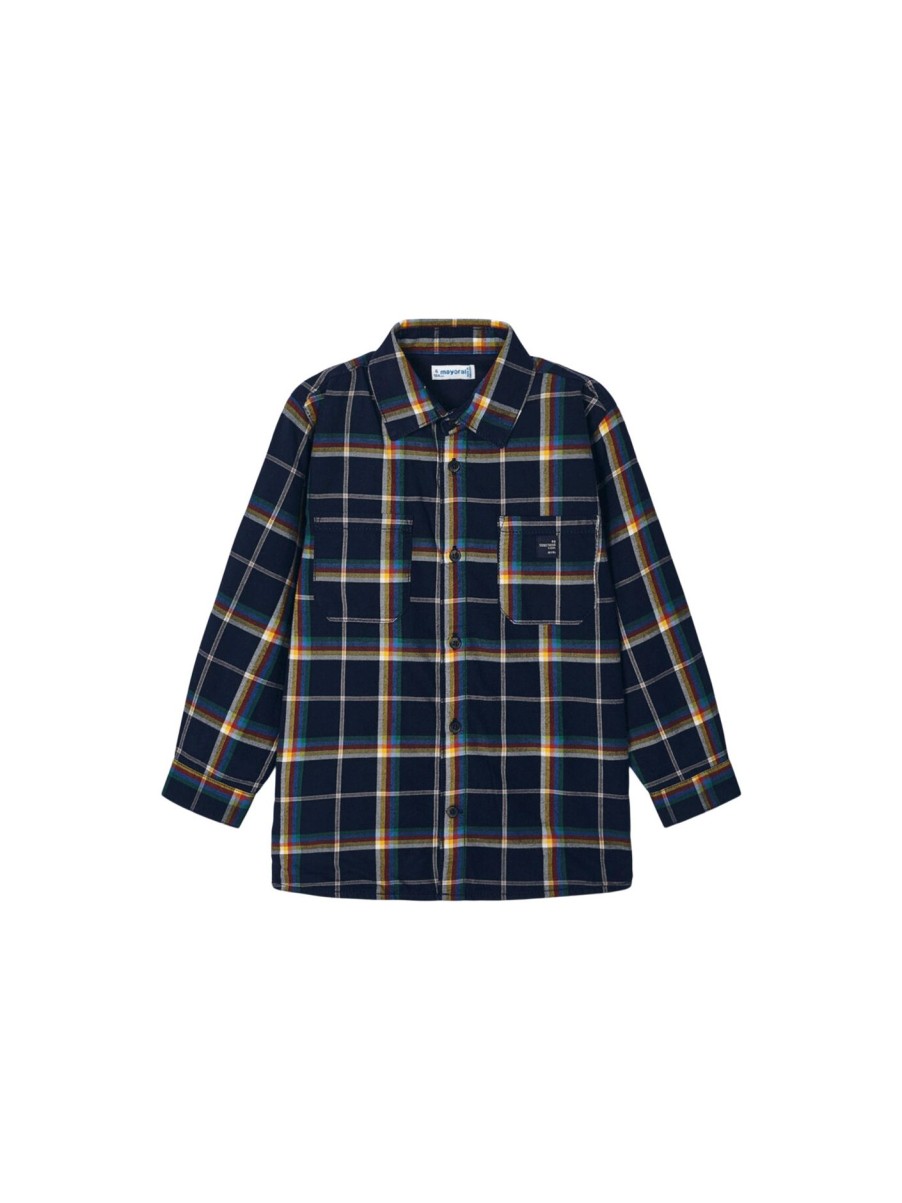 Kids Mayoral Tops | Checked Overshirt Dark